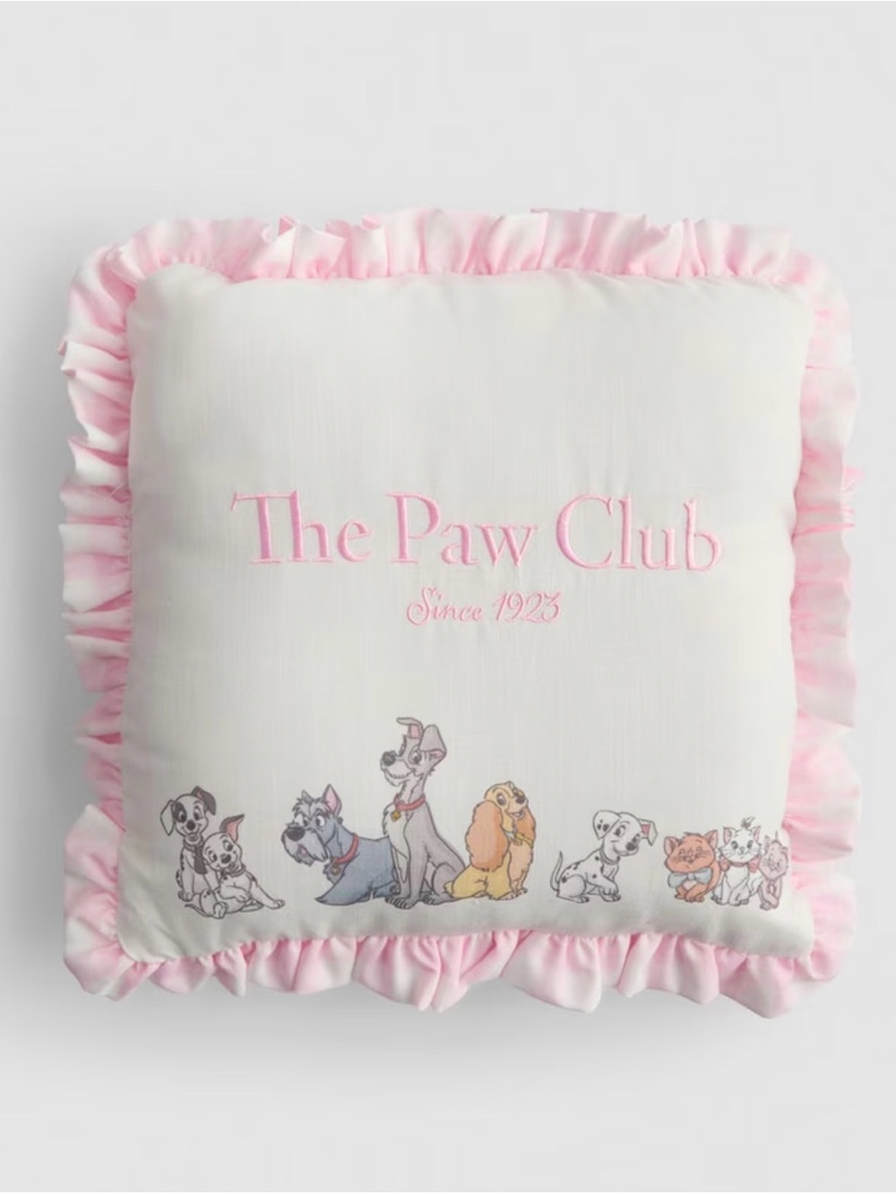Disney The Paw Club Marie Lady & Tramp Aristocats Ruffle Pillow NWT